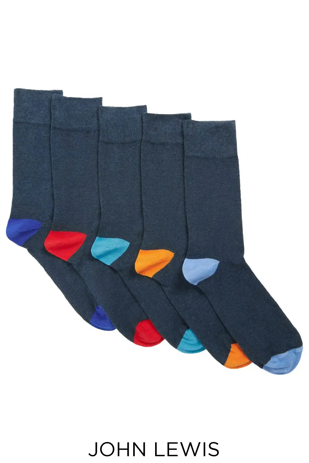 John Lewis Contrast Colour Cotton Socks Dark Grey / 9-11