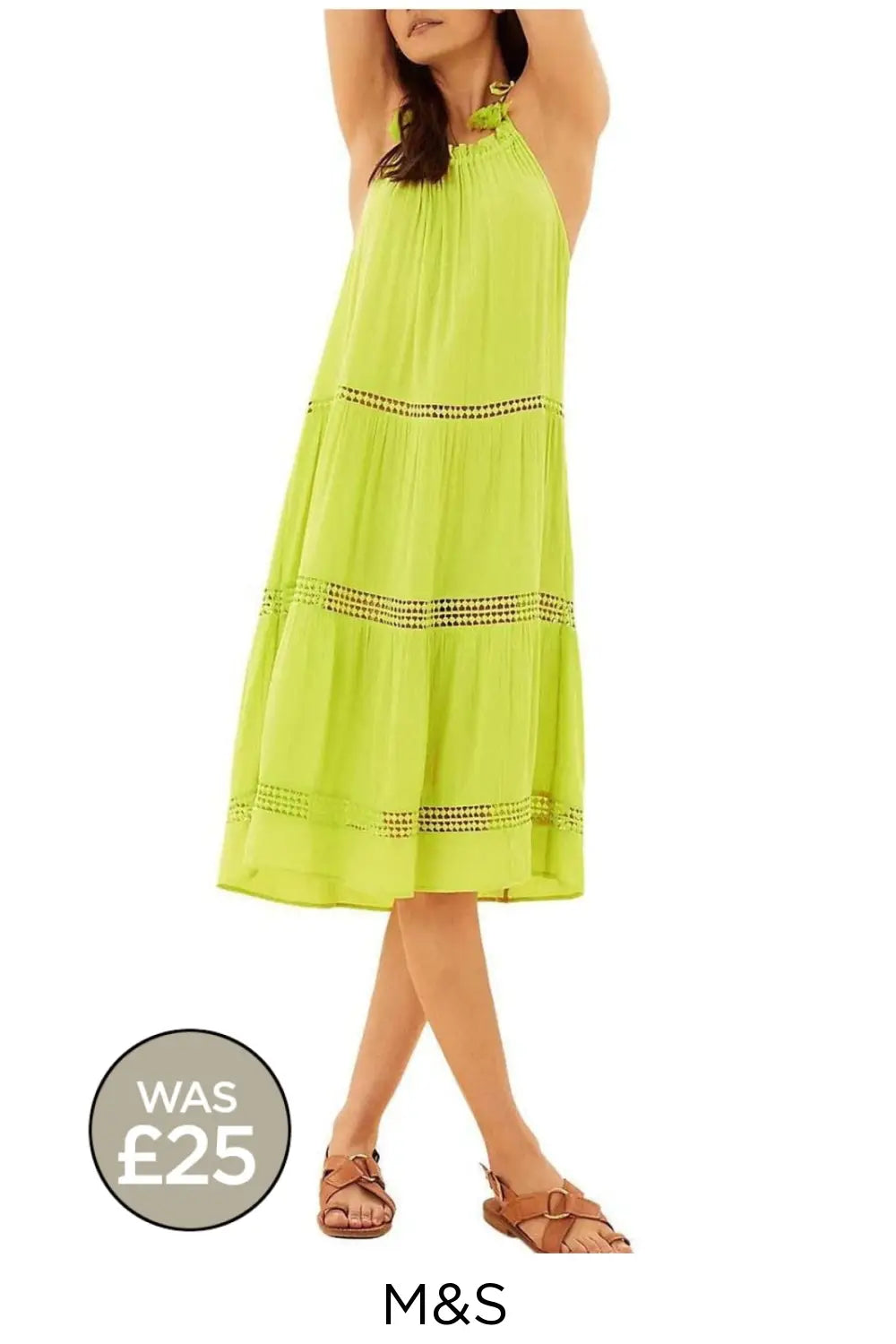 Cool Tiered Beach Dress 8 / Lime Green Womens Dresses