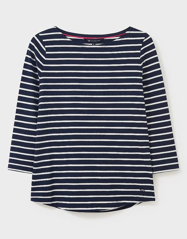 Crew Clothing Striped 3/4 Sleeve Top Navy / 8