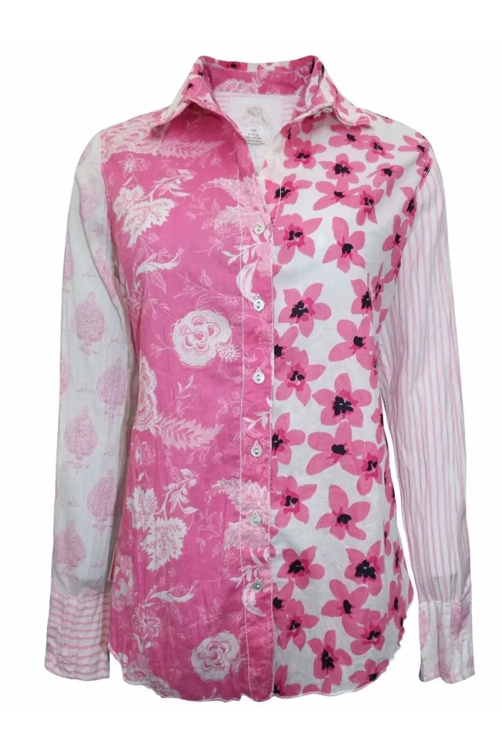 Cino New York Crinkle Cotton Floral Fitted Shirt