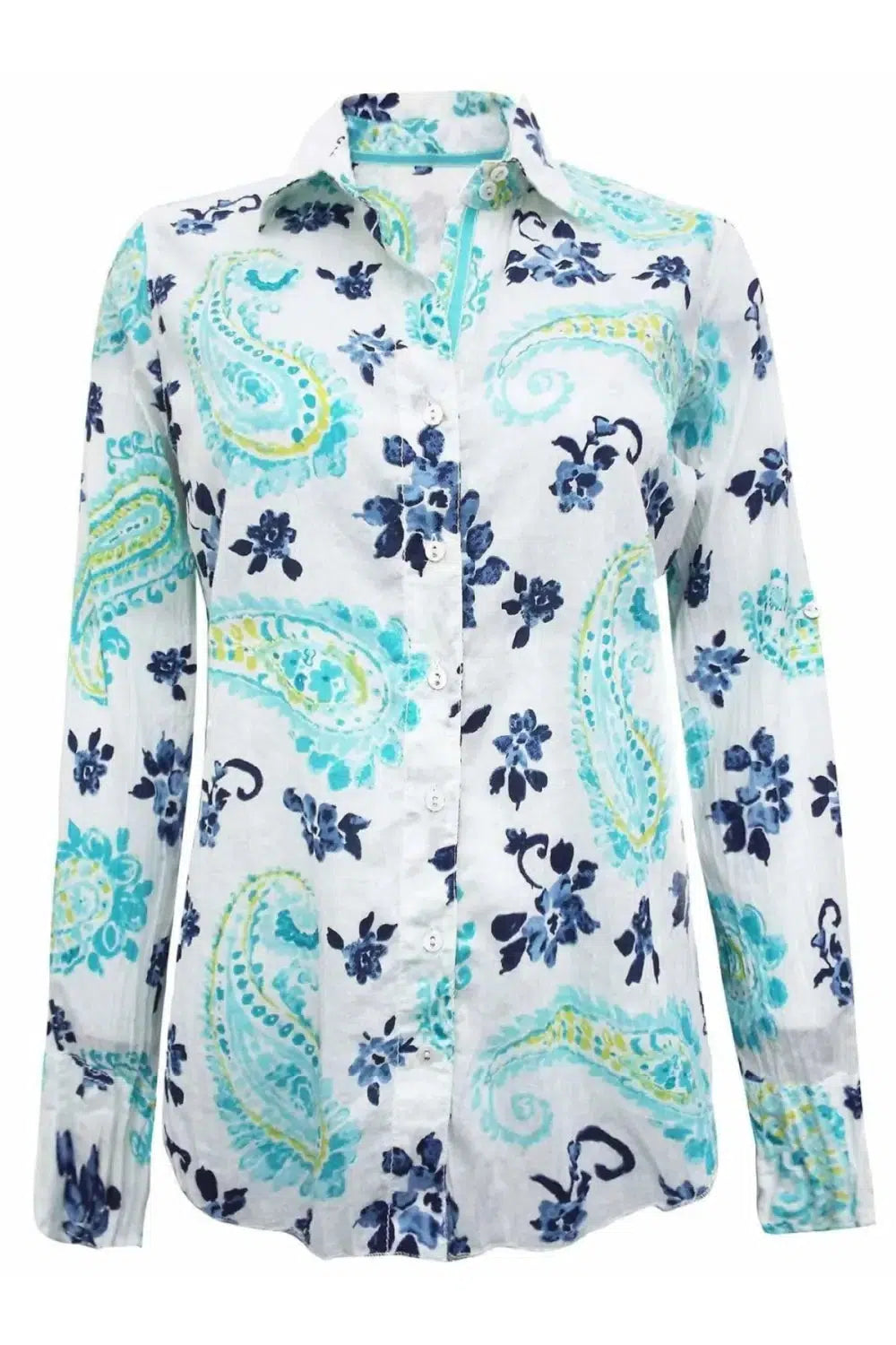 Cino New York Crinkle Cotton Floral Fitted Shirt