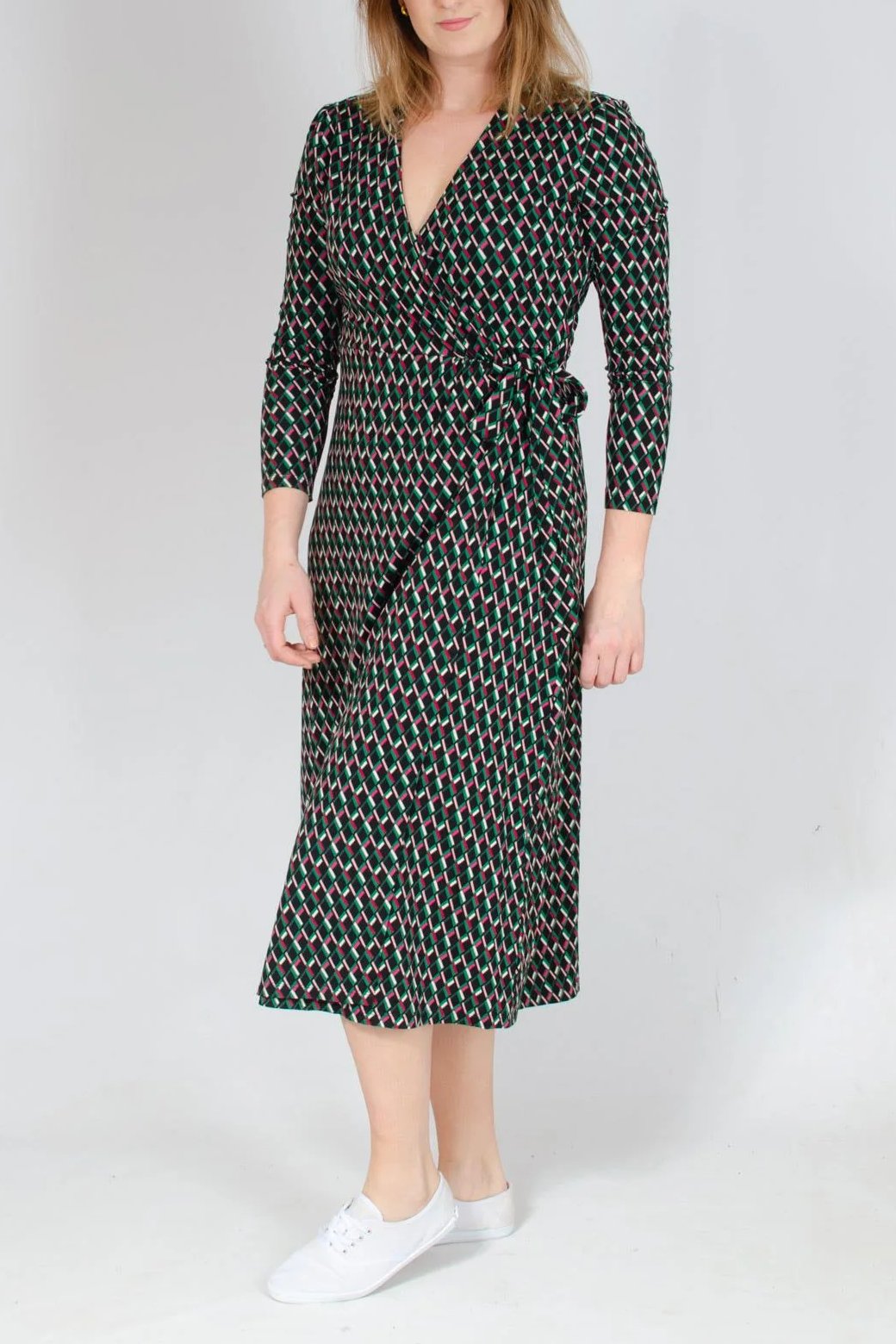 'Katalina' Geometric Jersey Wrap Dress