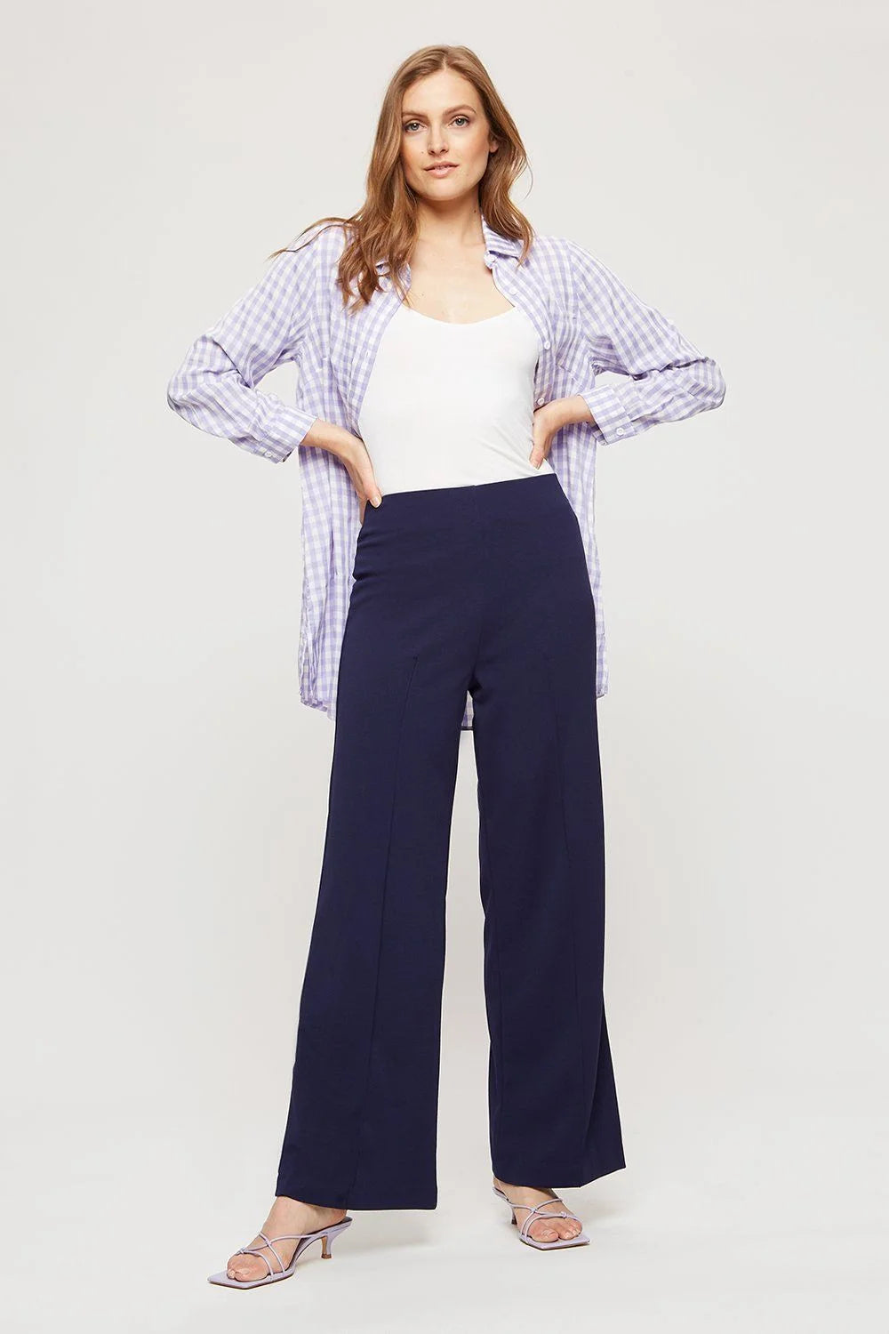Dorothy Perkins Pull On Wide Leg Trousers Navy / 6