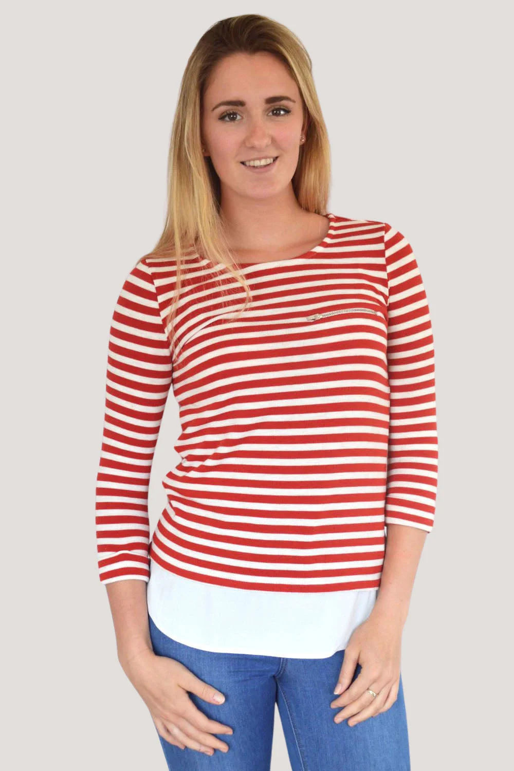 Dorothy Perkins Striped Mock Layered Top Red / 8