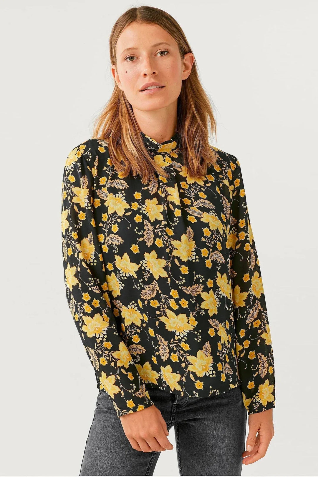 High Neck Floral Blouse Secret Label
