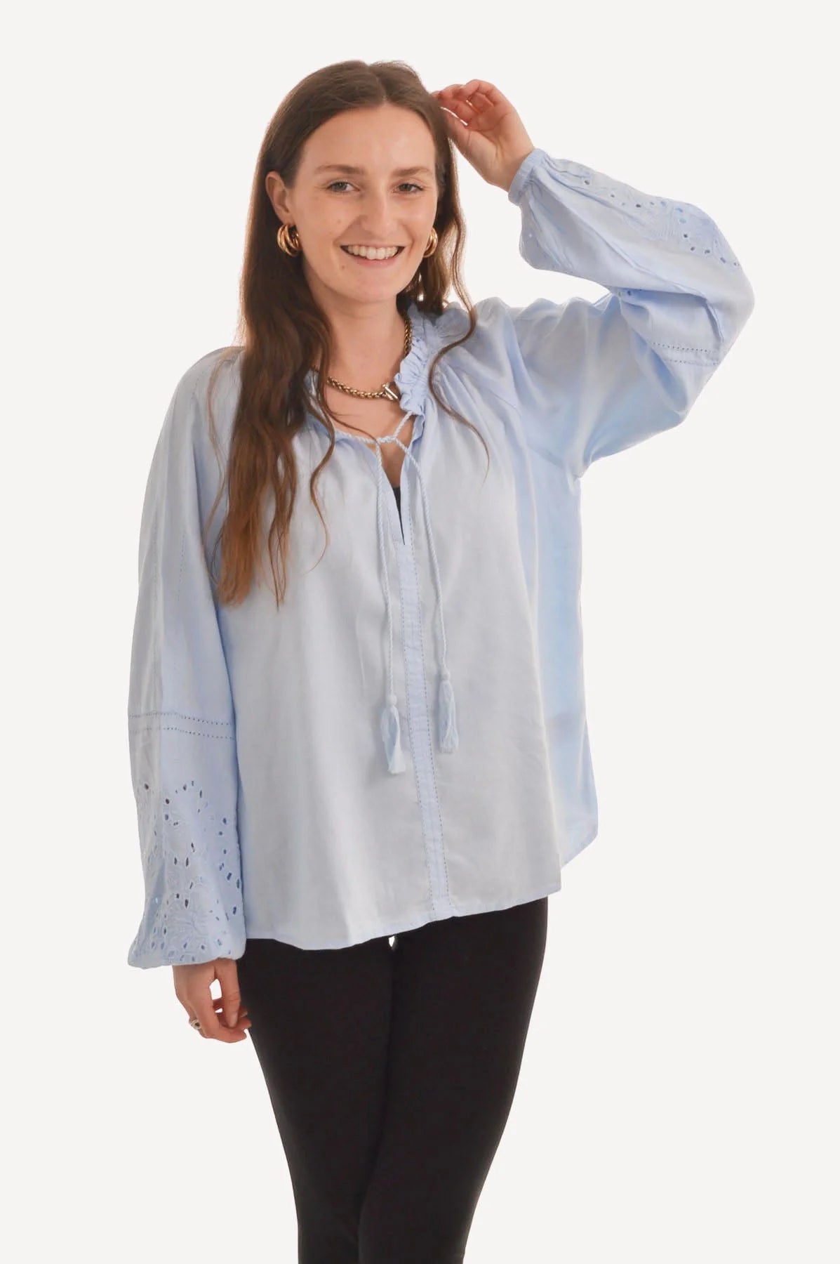 H&M Embroidered Cotton Boho Blouse