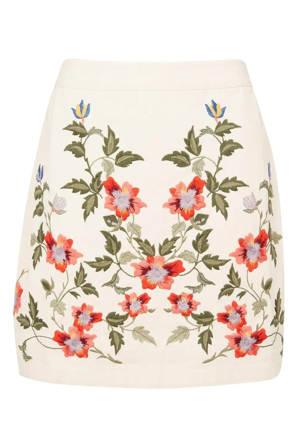 Topshop Embroidered Floral Mini Skirt