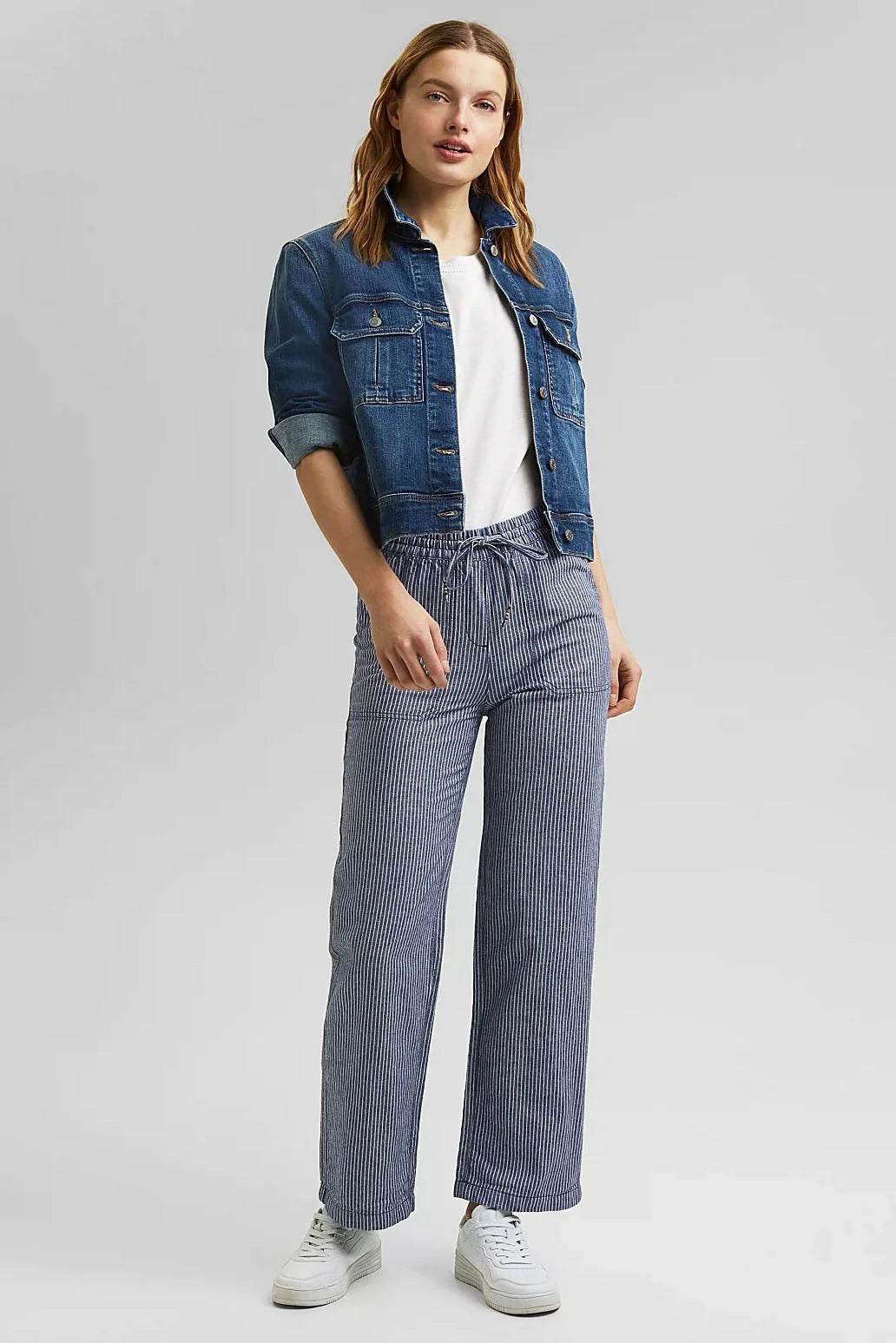 Striped linen 2025 pants women