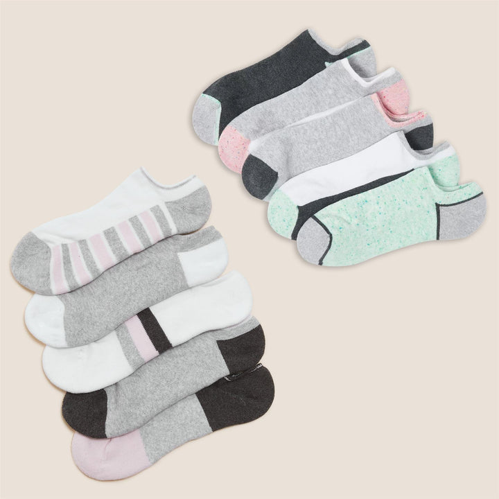 Comfort Grey Mix Trainer Liner Socks 5 Pack
