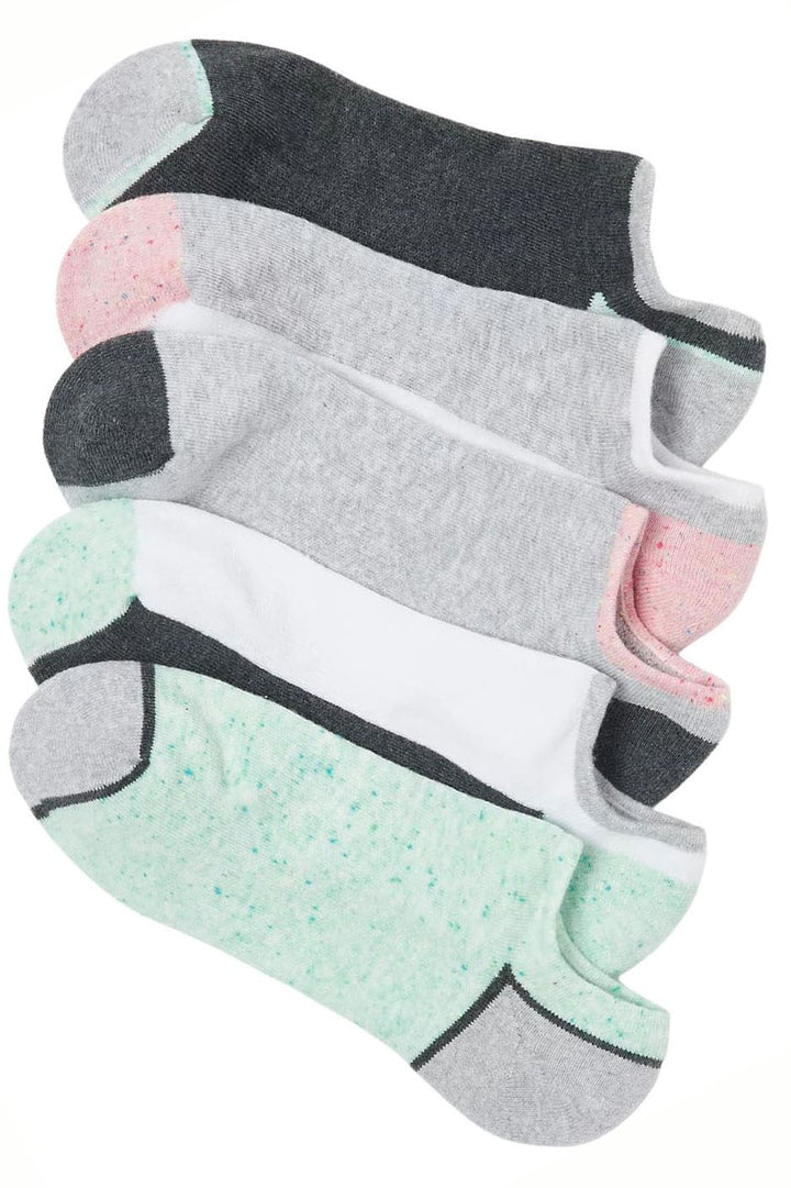 Comfort Grey Mix Trainer Liner Socks 5 Pack