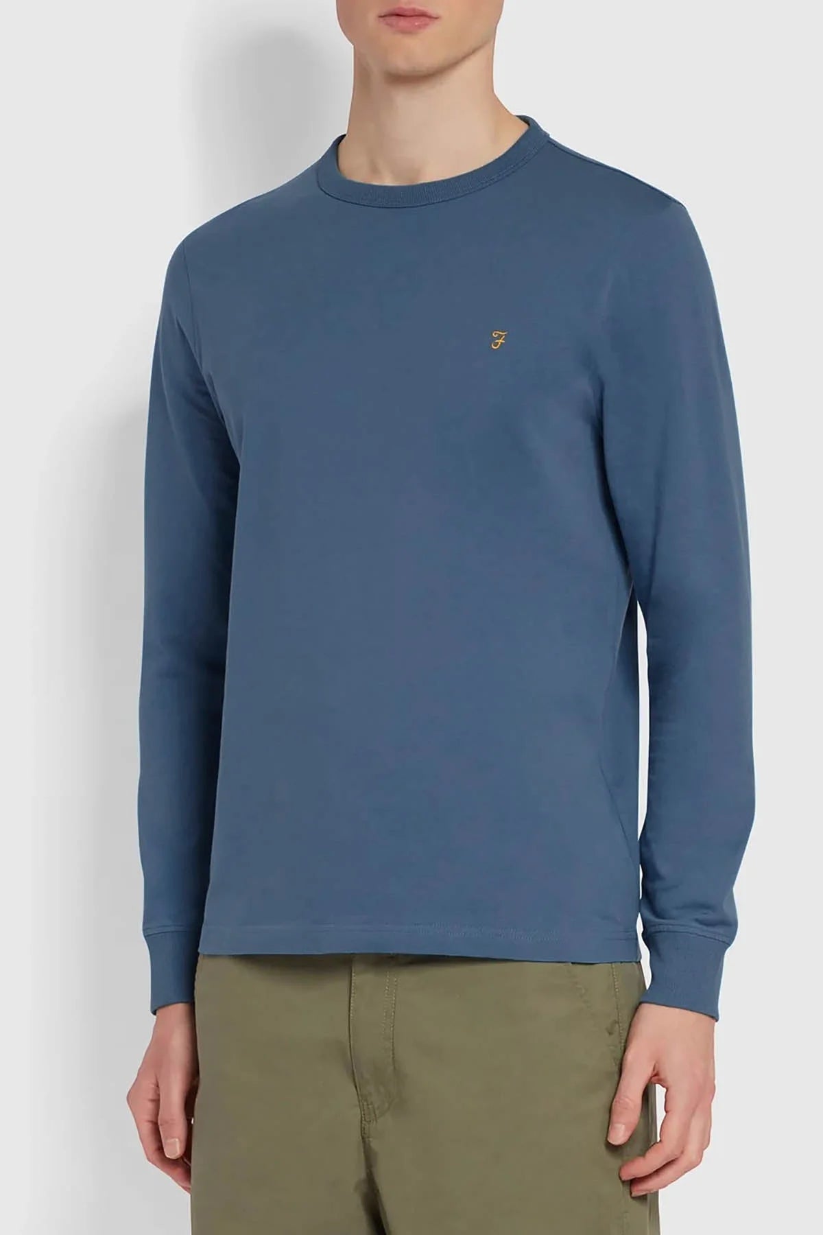 Farah Organic Cotton Long Sleeve T-Shirt Blue / XL