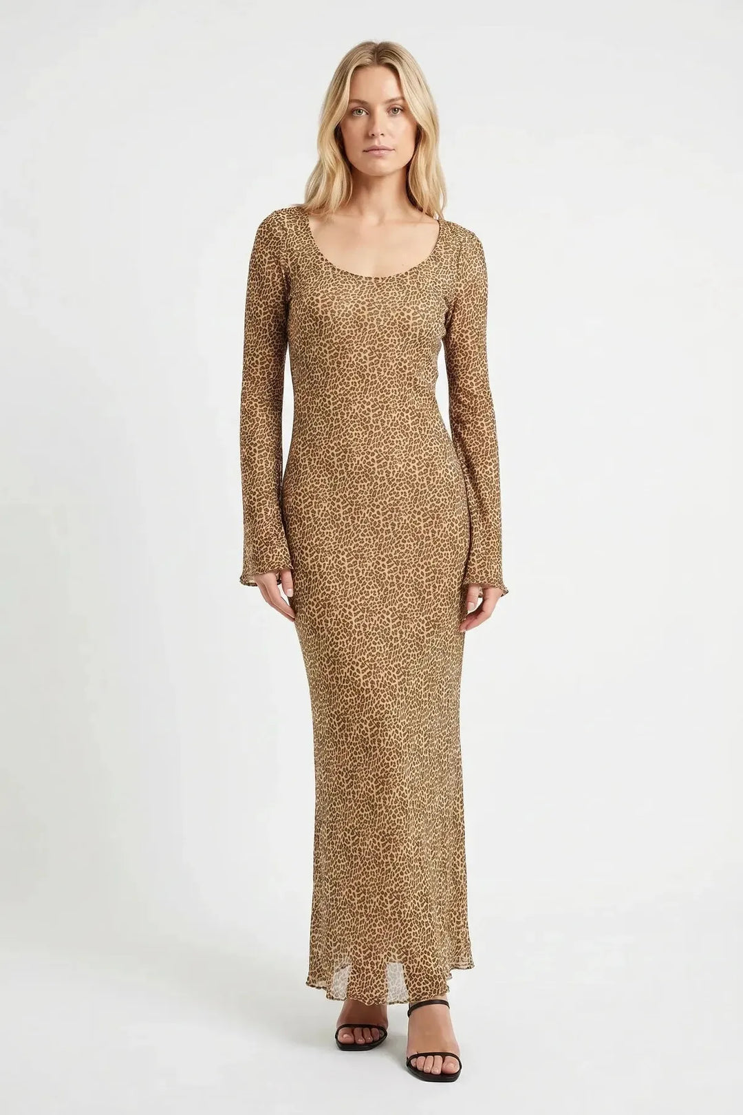 Animal Print Long Sleeve Floaty Maxi Dress