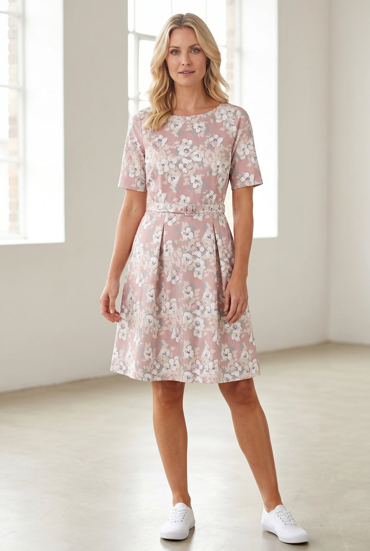 Pink Floral Fit &amp; Flare Dress