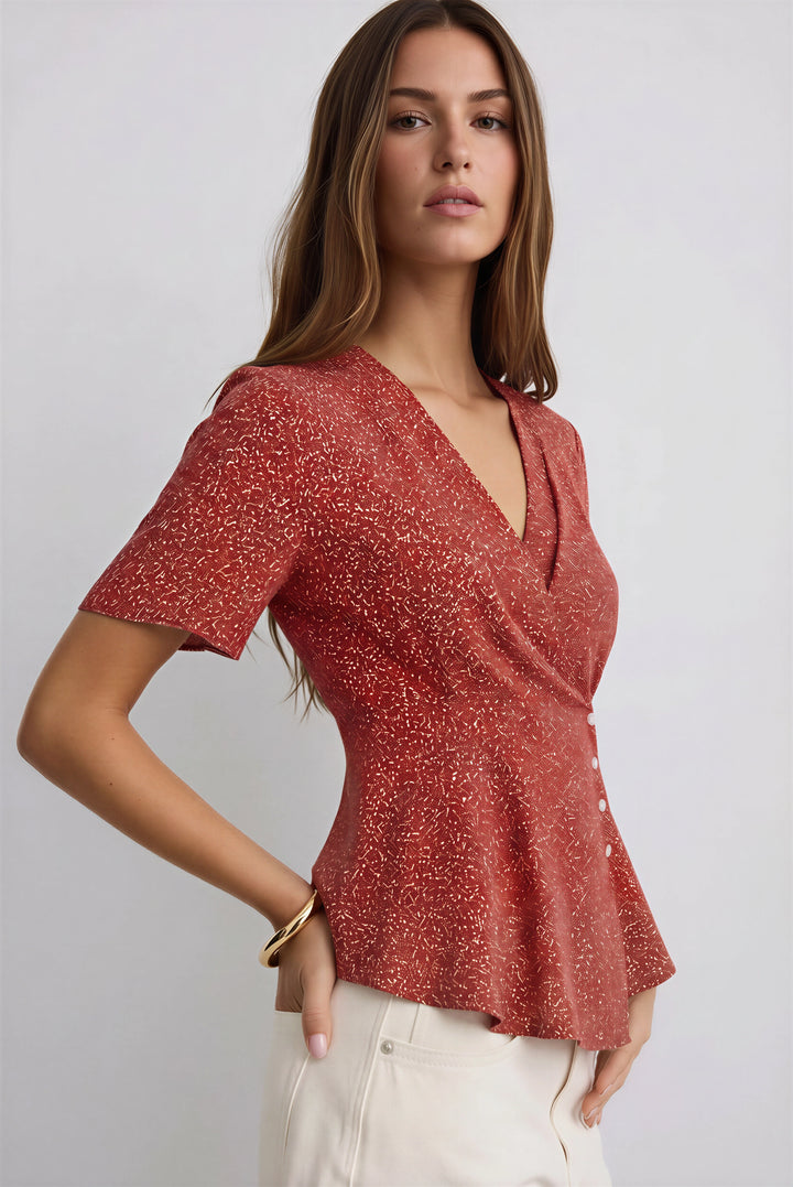 Floral Peplum Wrap Blouse