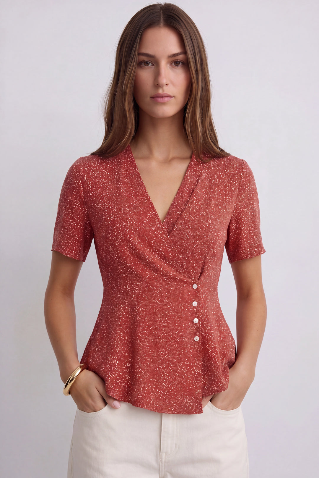 Floral Peplum Wrap Blouse