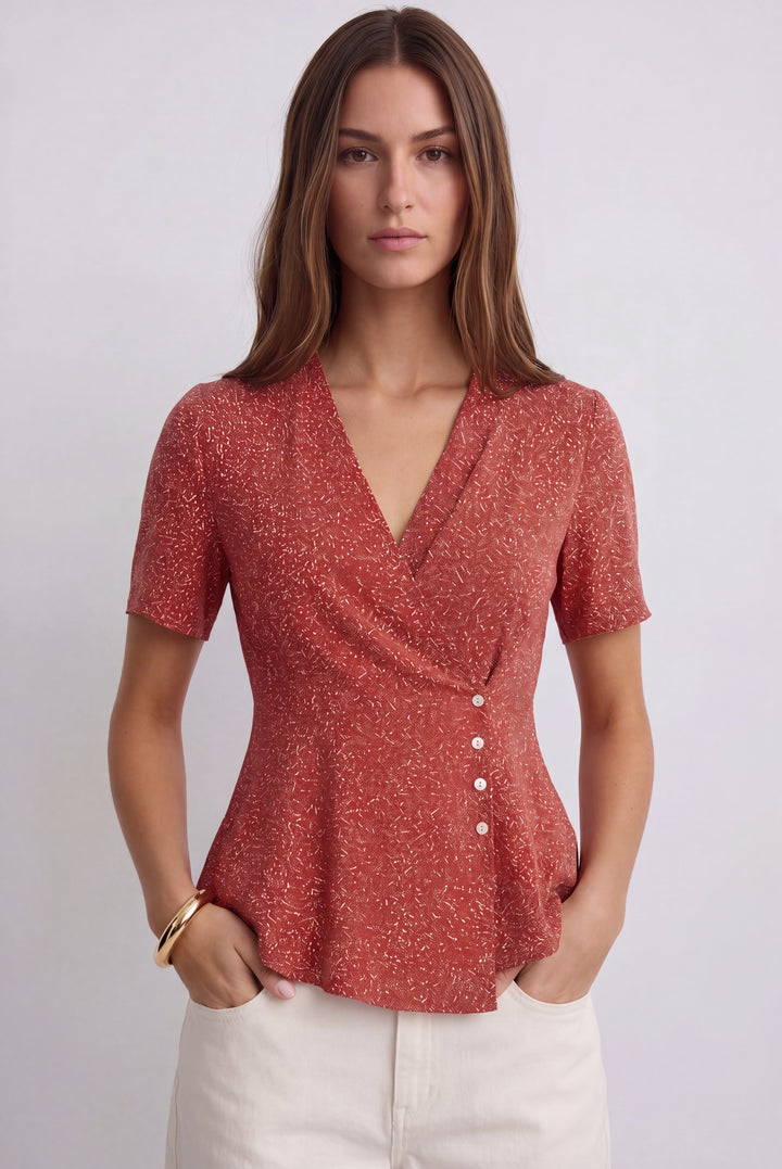 Floral Peplum Wrap Blouse