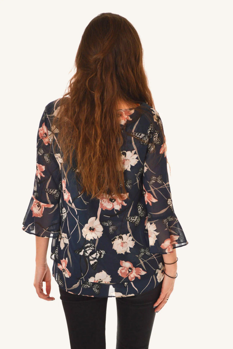 M&S Floral Flare Sleeve Blouse