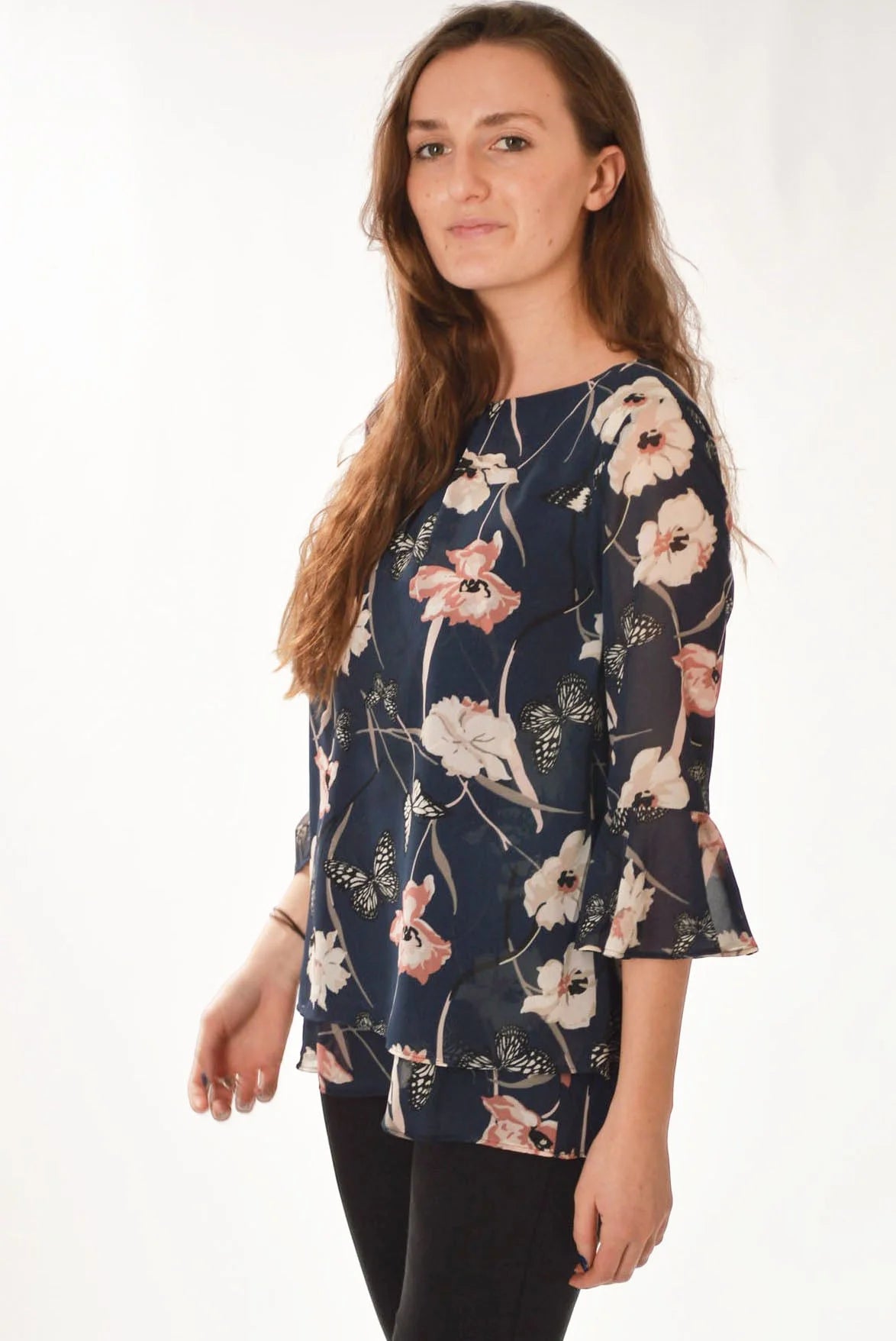 M&S Floral Flare Sleeve Blouse