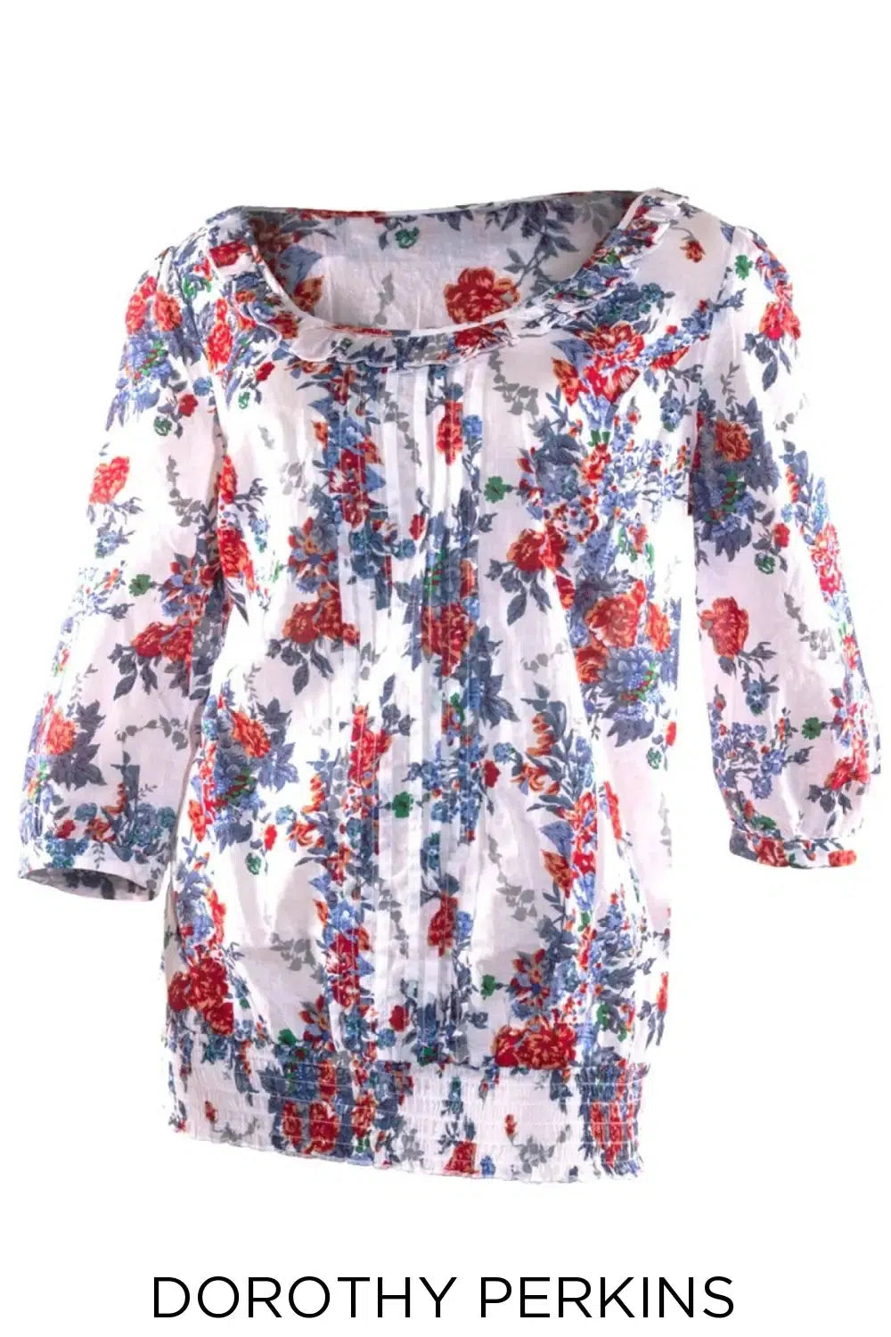 Dorothy Perkins Floral Gipsy Blouse Ivory/Red/Blue / 8