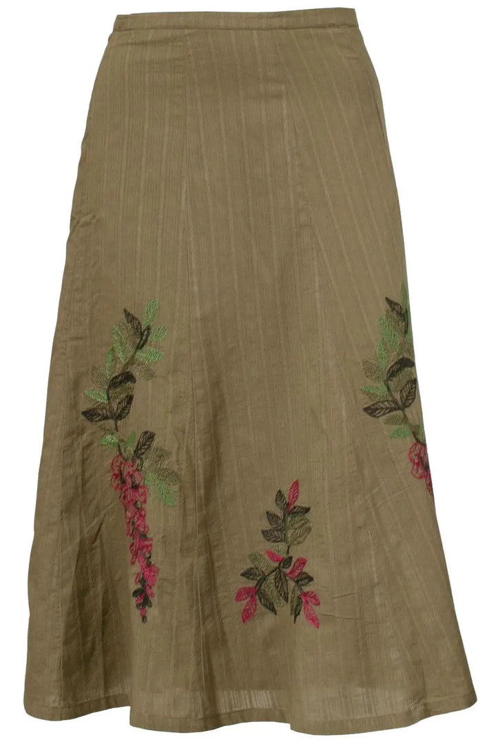 Khaki embroidered skirt 2025