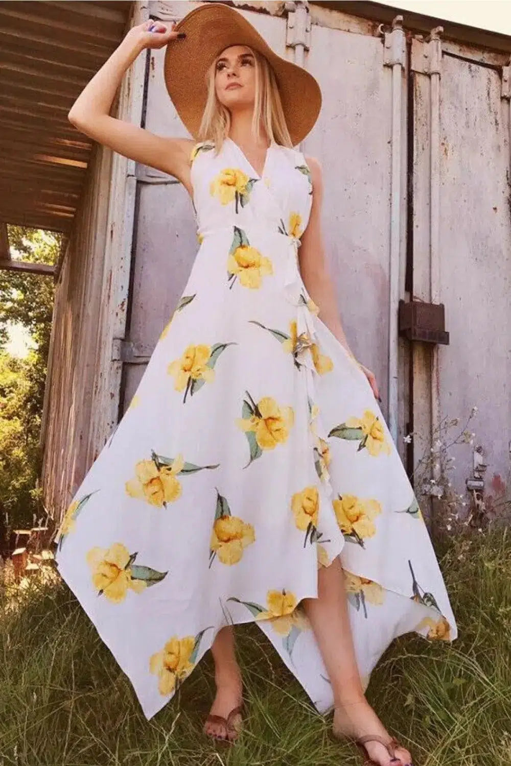 Warehouse Floral Summer Dress White/Yellow / 6