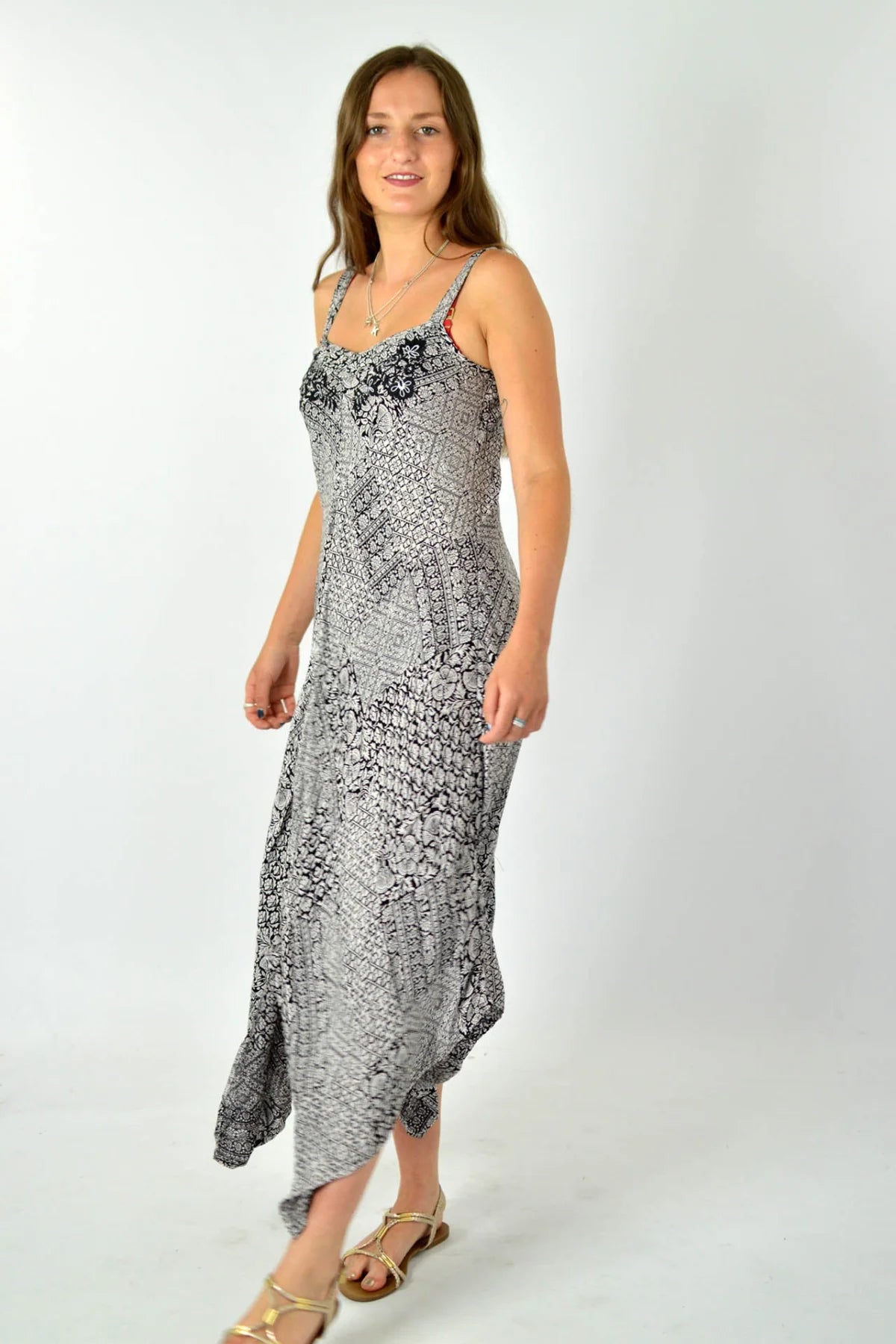 M&Co Hanky Hem Summer Dress Grey / 8