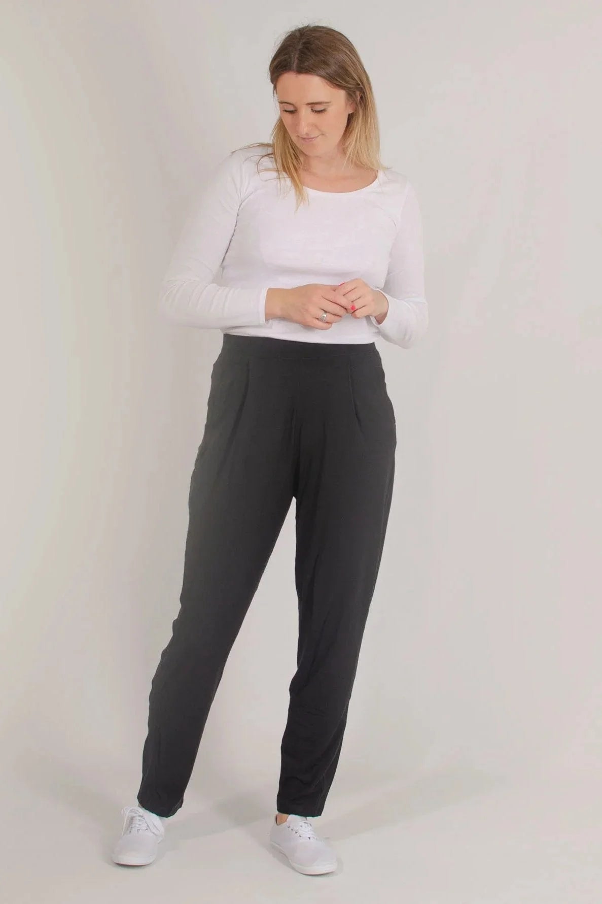 M&S Jersey Pleat Front Tapered Trousers