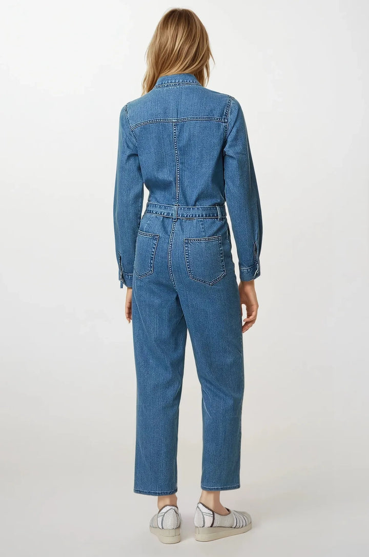 Denim Belted Ankle Grazer Jumpsuit