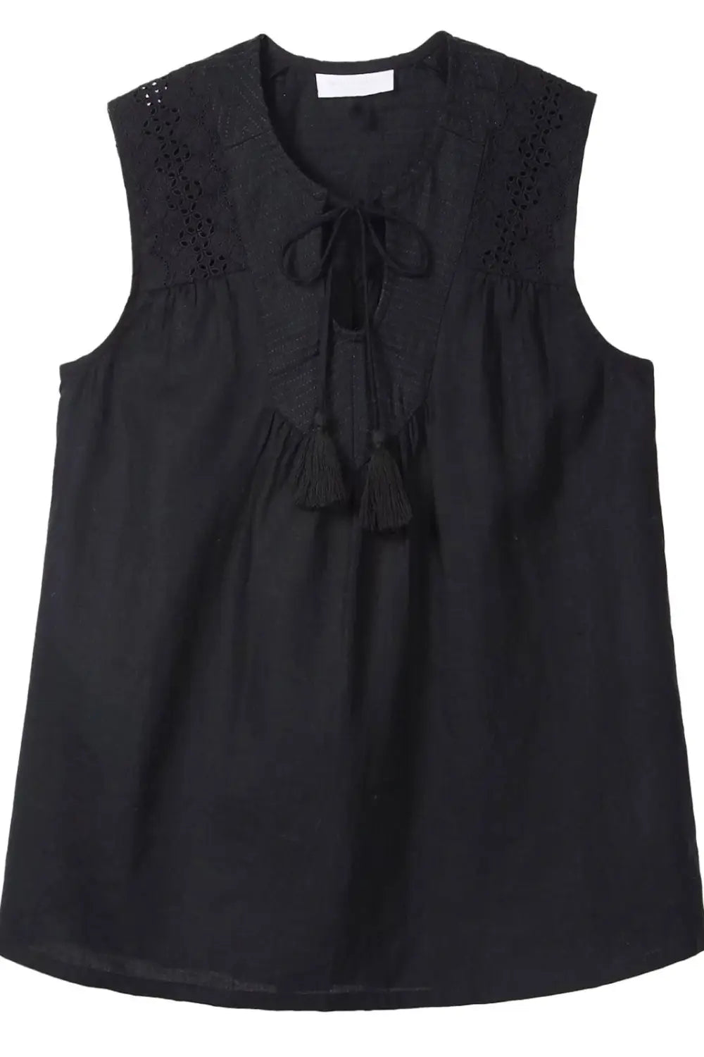 Linen Notch Neck Sleeveless Top Tops