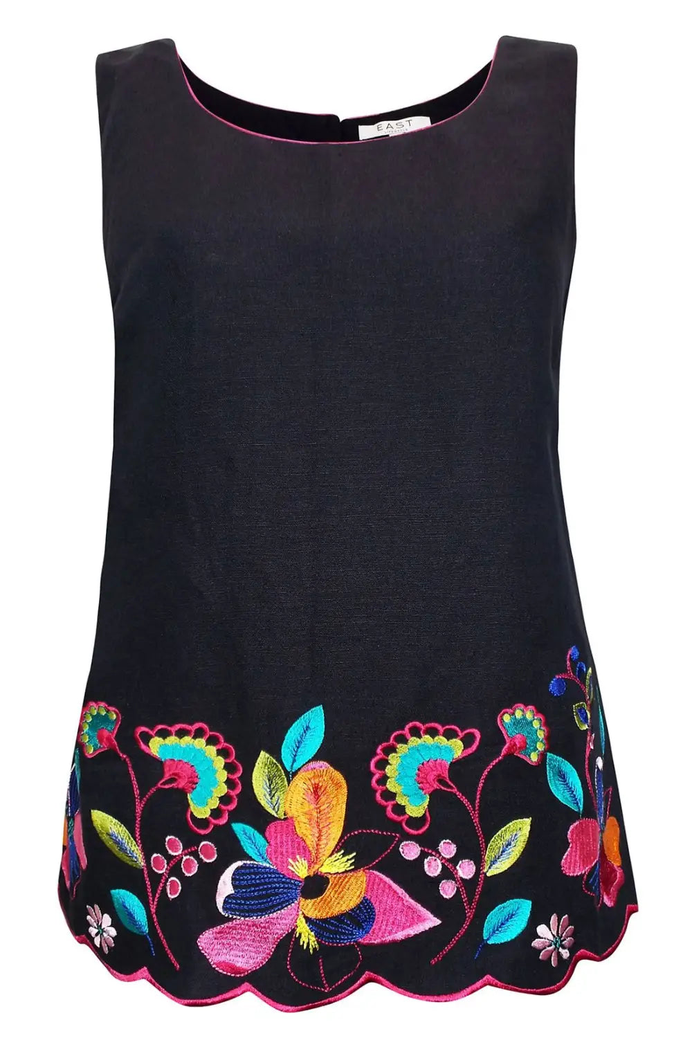 East Linen Vibrant Embroidered Top