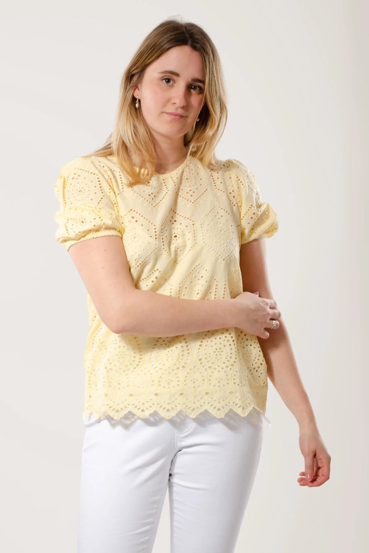 Lipsy Broderie Anglais Short Sleeve Blouse