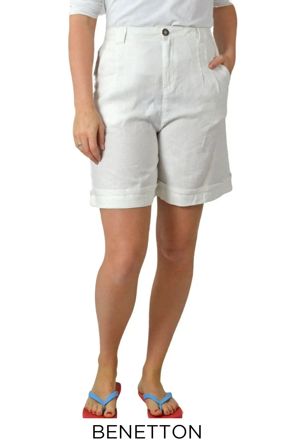 Benetton Long Cotton Bermuda Shorts White / 8