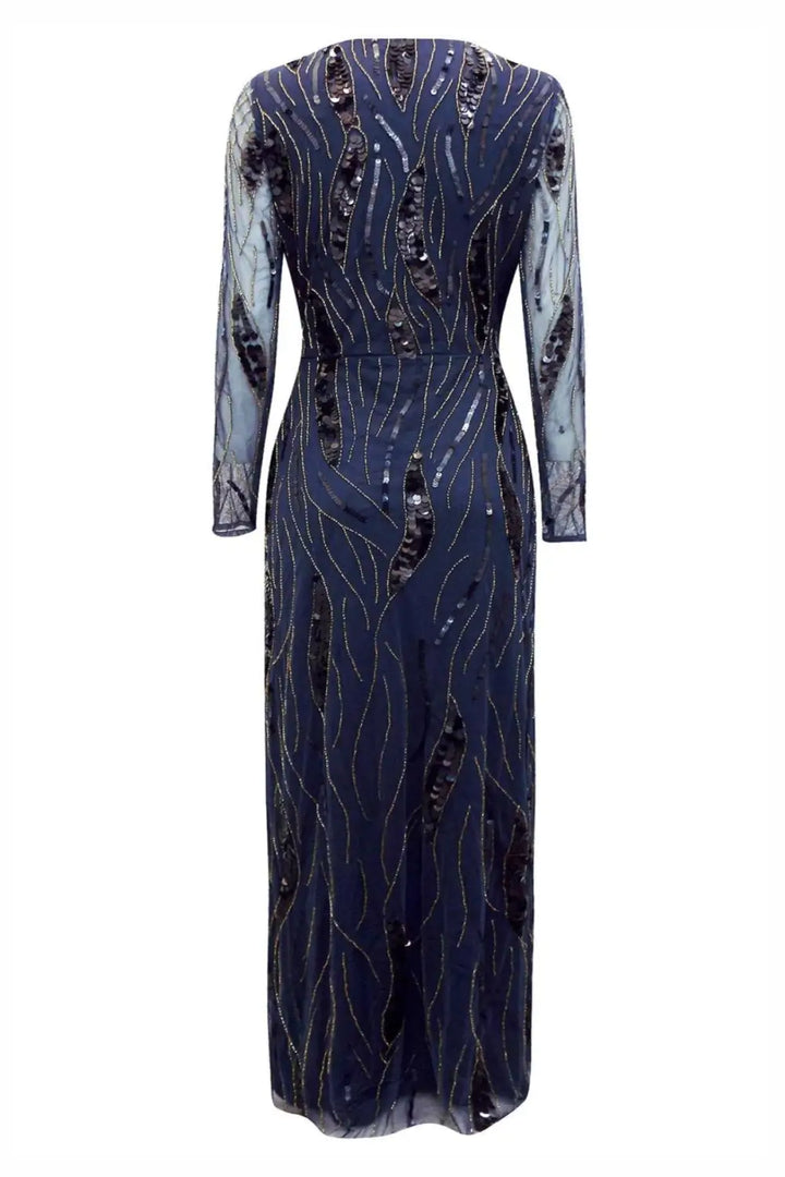 Long Sleeve Beaded Evening Dress Dresses