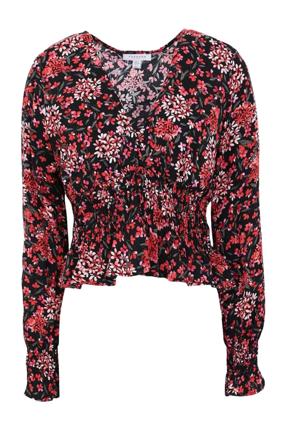 Topshop Long Sleeve Ruched Crop Blouse