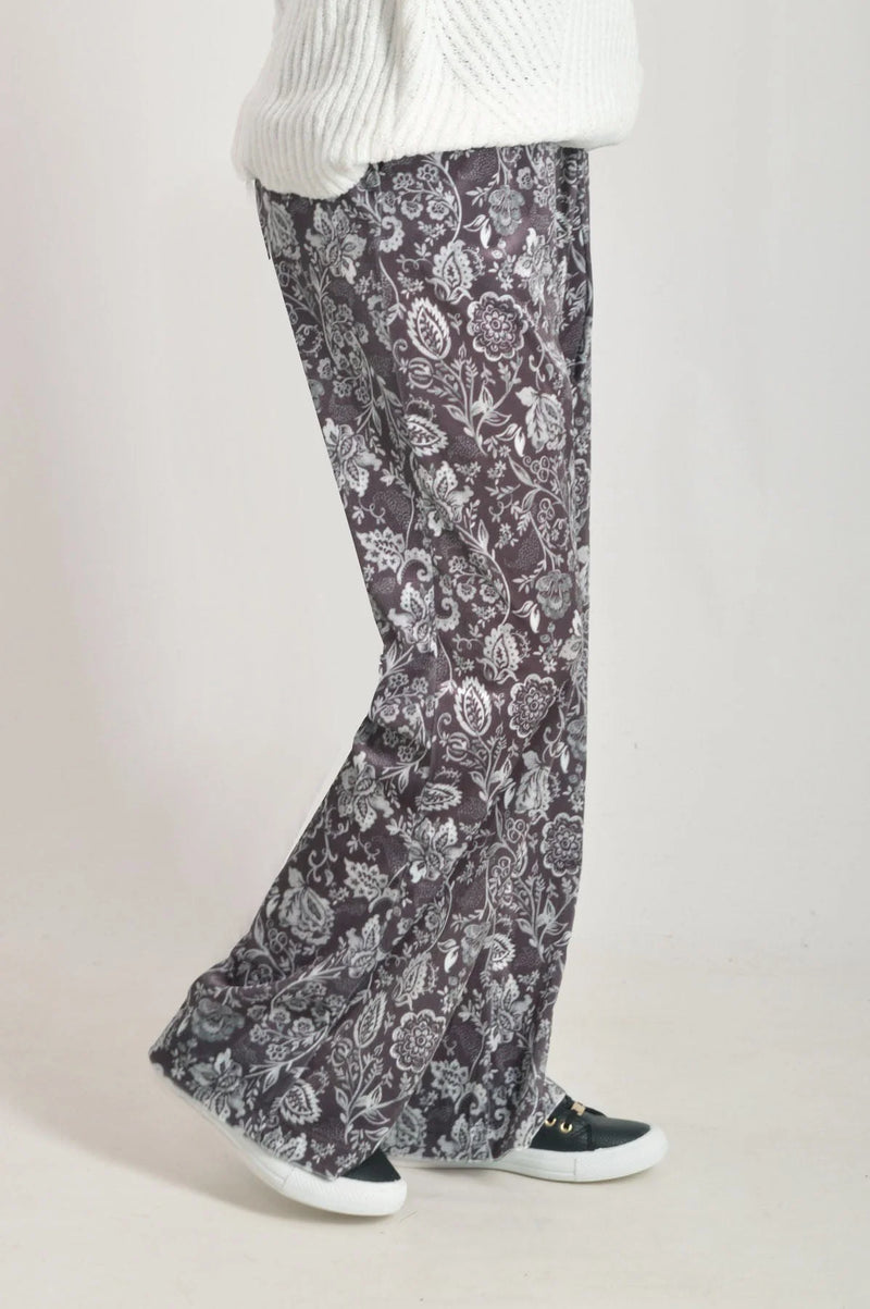 Mantaray Floral Wide Leg Velvet Trouser