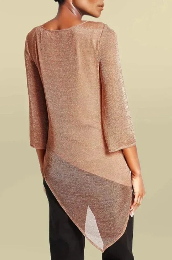 Metallic Asymmetric Knit Top-Secret Label