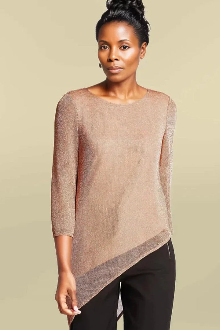 Metallic Asymmetric Knit Top-Secret Label