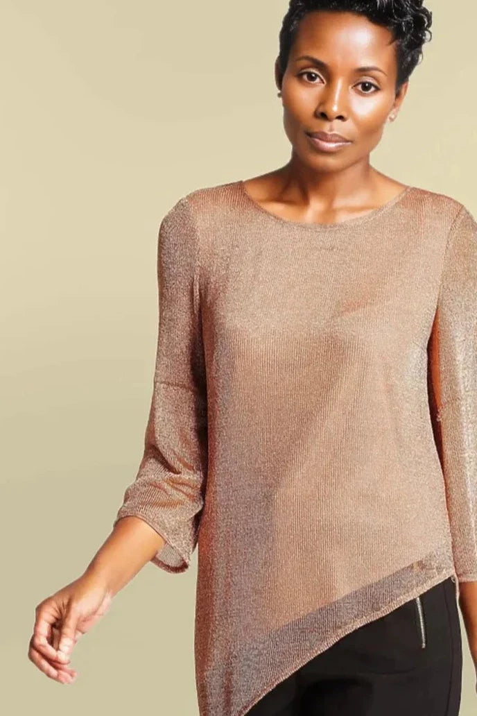 Metallic Asymmetric Knit Top-Secret Label