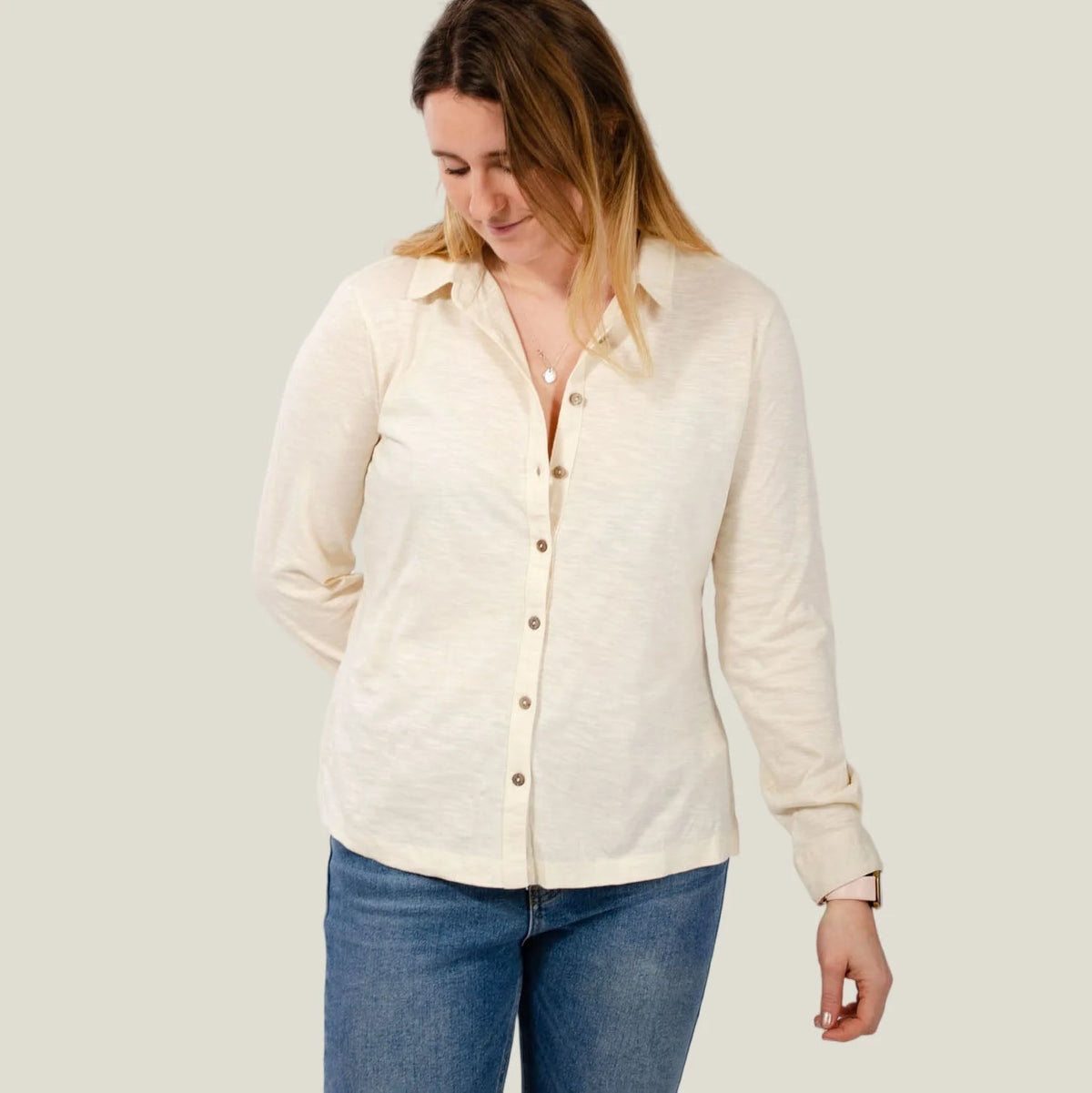 Mistral Cotton Jersey Long Sleeve Shirt Beige / 10