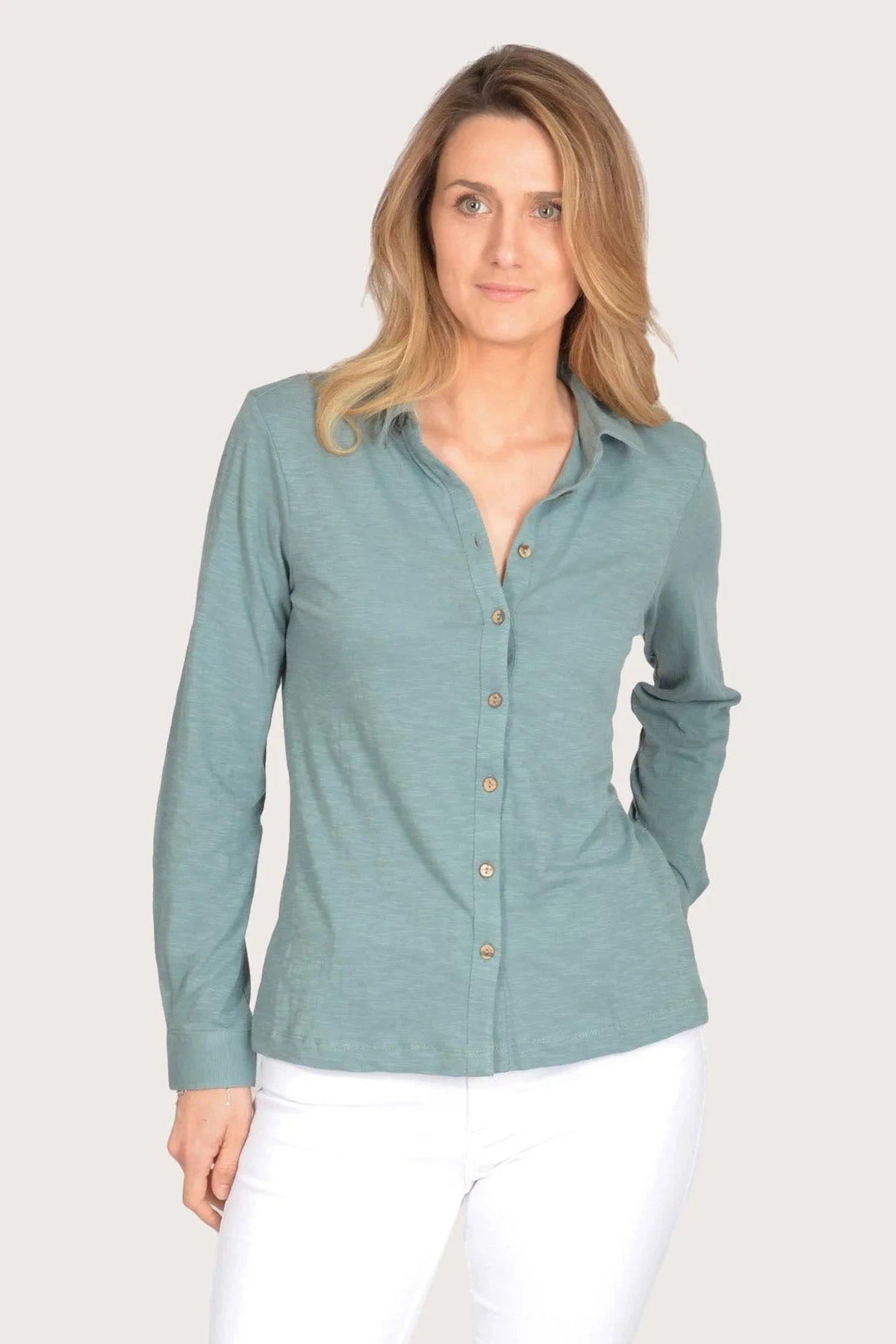 Mistral Cotton Jersey Long Sleeve Shirt Sage / 12