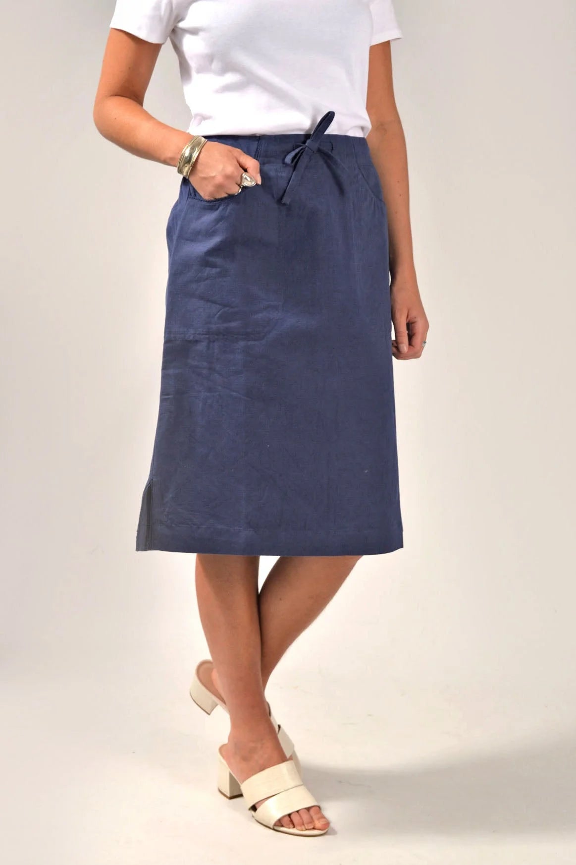 Mistral Linen A Line Skirt Navy / 8