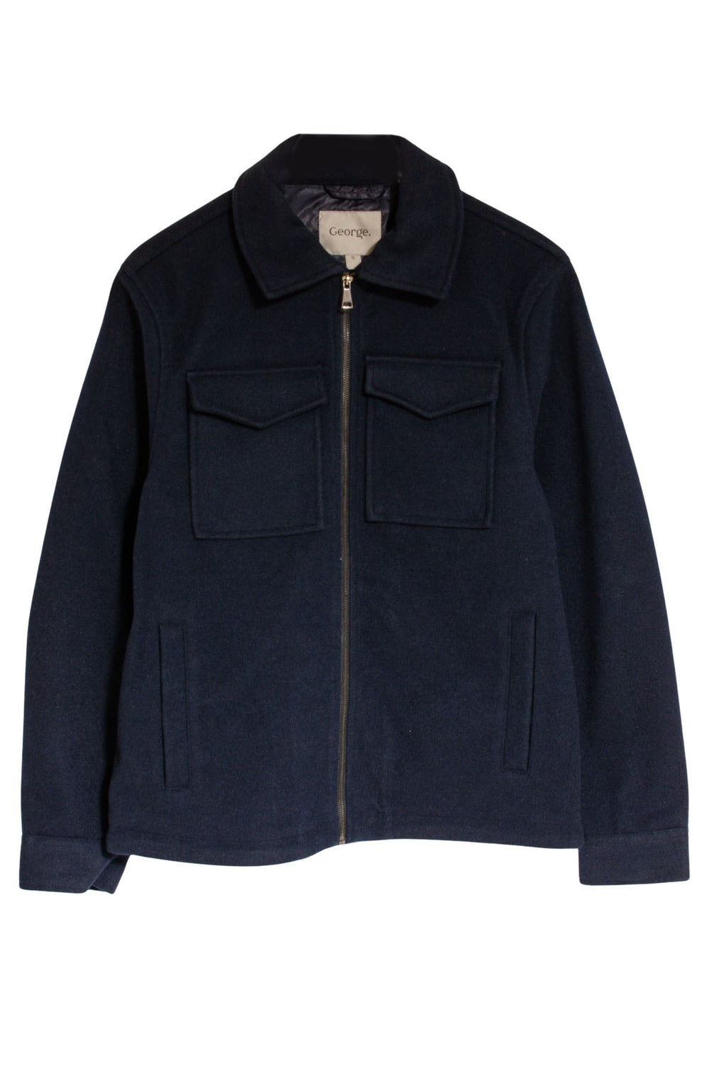 Navy Pocket Front Wool Style Jacket