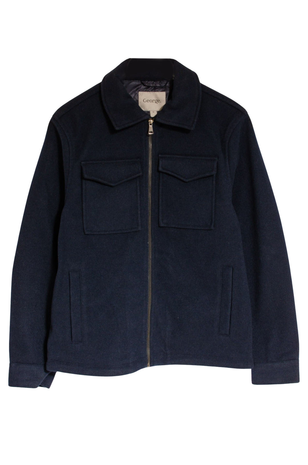 Navy Pocket Front Wool Style Jacket