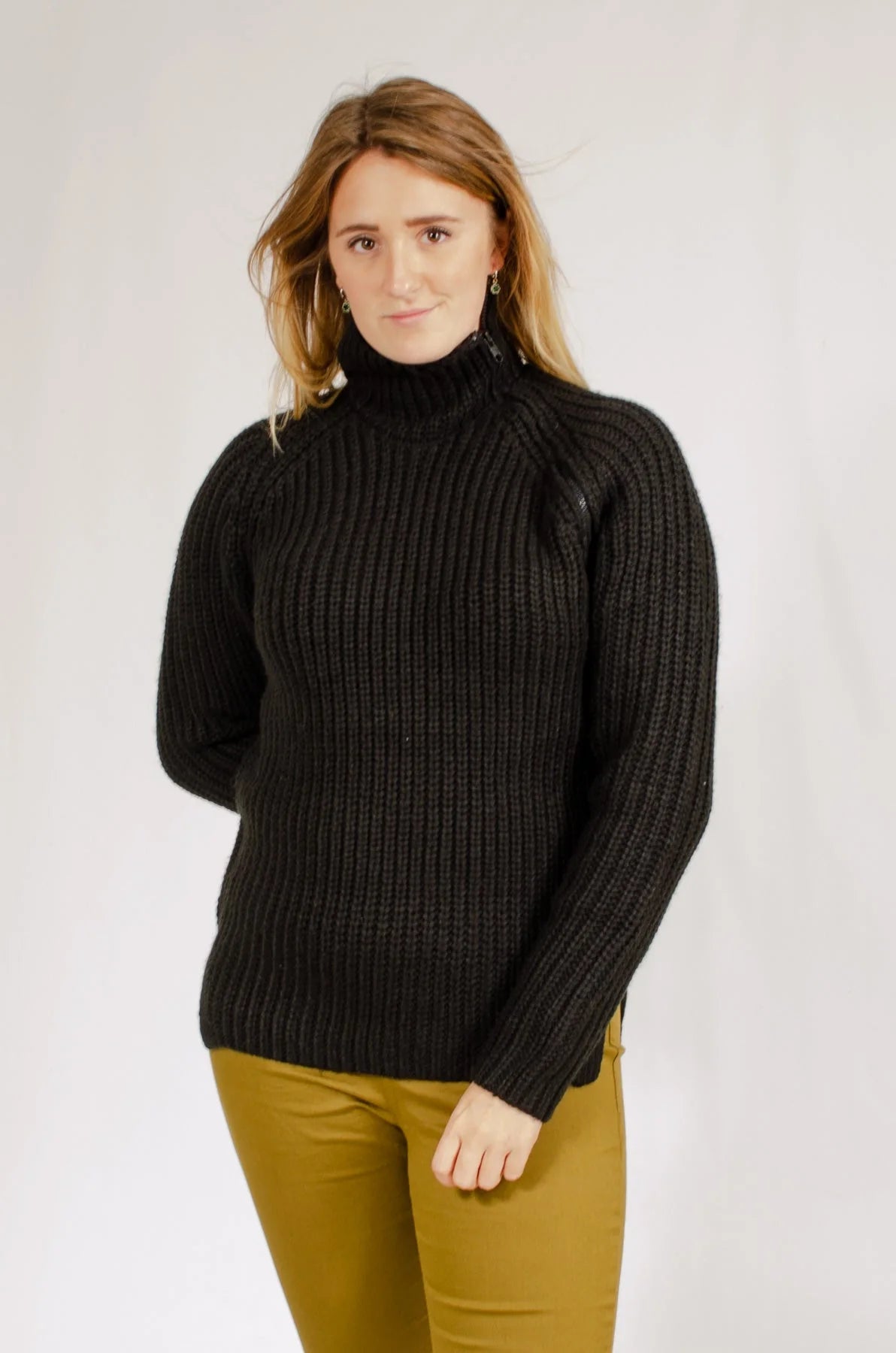 H&M Zip Neck Chunky Ribbed Jumper