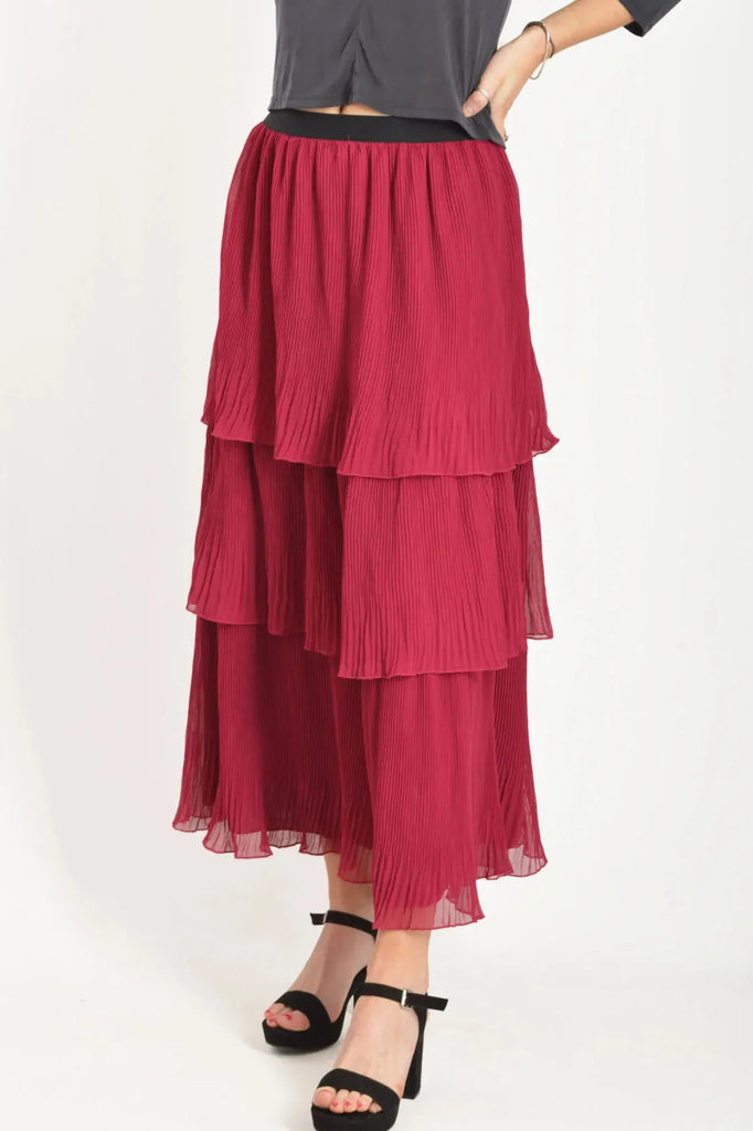 Tiered Plisse Maxi Skirt – Secret Label