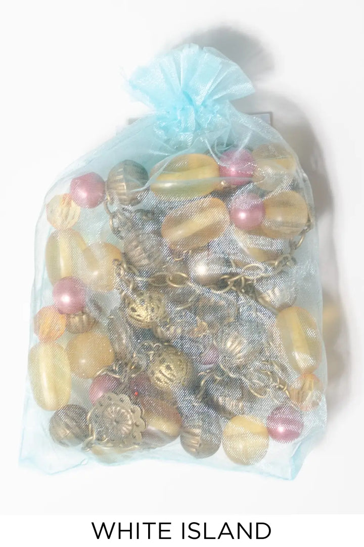 White Island Ochre Bead with Gold Ball Necklace