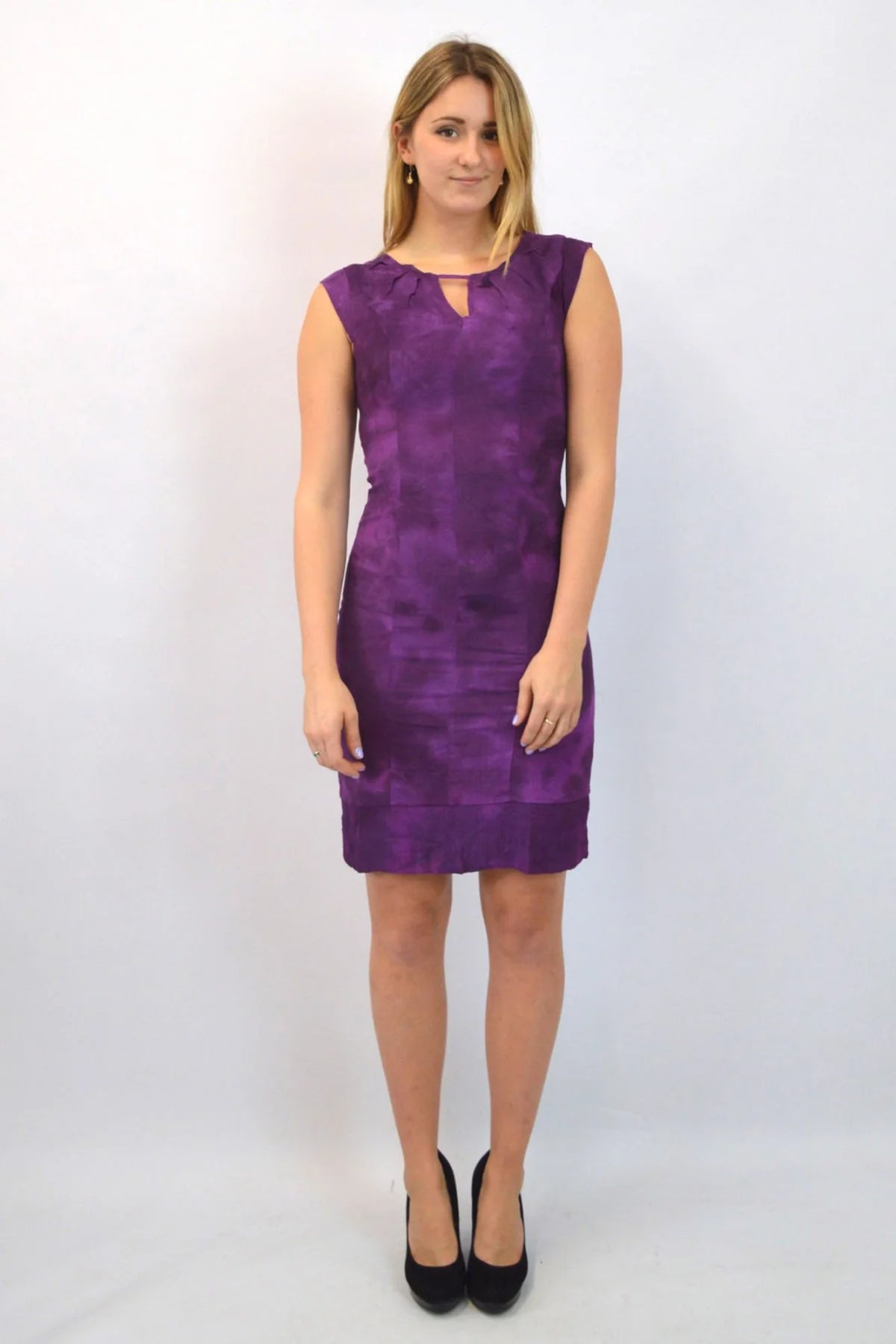 Office Sleeveless Silk Wash Dye Dress Purple / 8