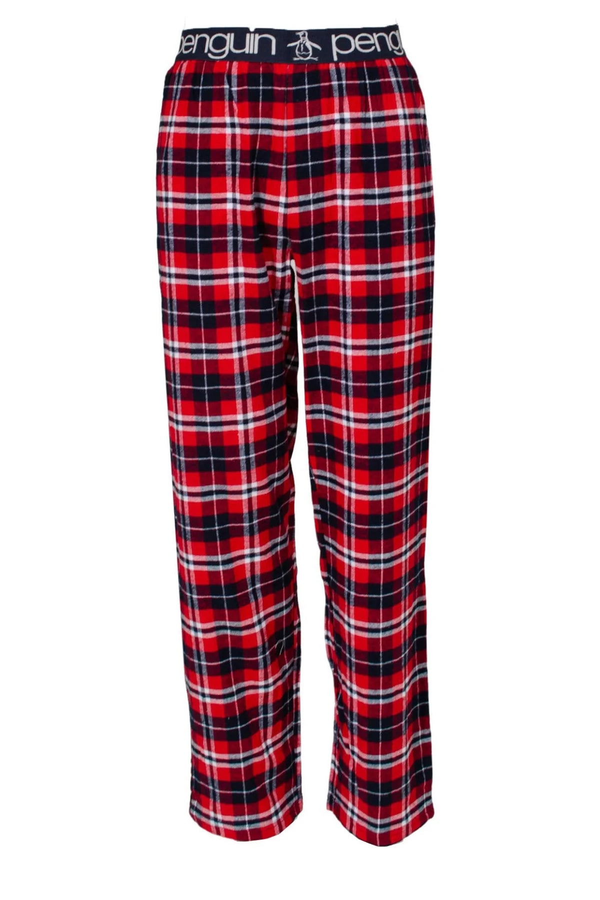 Penguin Cotton Check Pyjama Lounge Pants Red/Navy / 3XL
