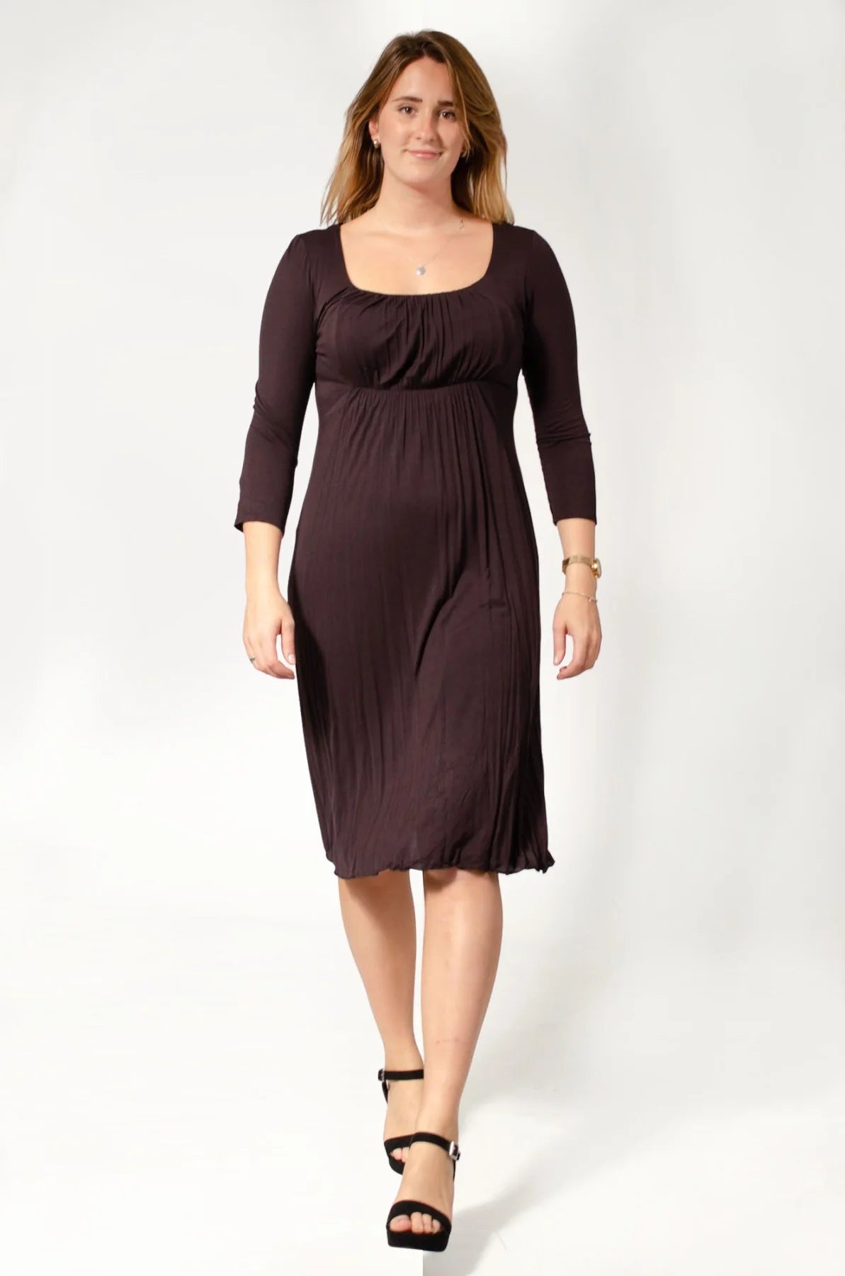 Phase Eight Jersey Ruched Front Dress Dark Chocolate / 10