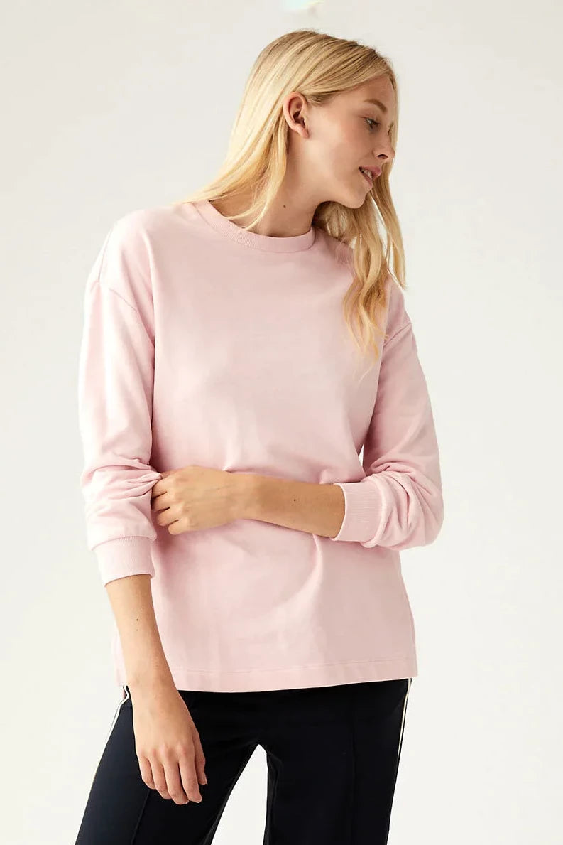 M&S Plain Cotton Rich Sweatshirt Pale Pink / 10